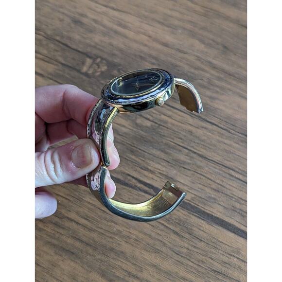 Chico's Lady Dual Tone Blue Cuff Bangle Analog Quartz Watch~w/battery - Picture 3 of 8